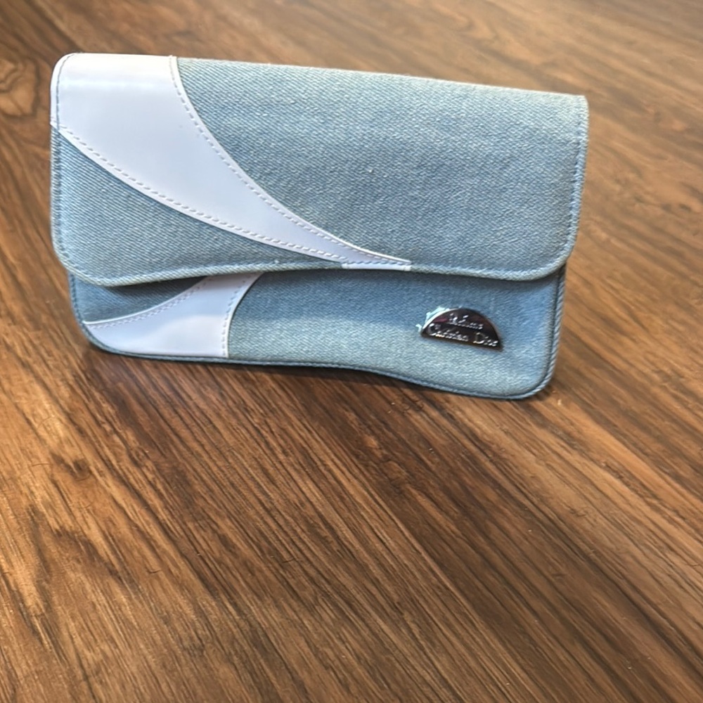 Dior Blue and White Clutch with Wave Design